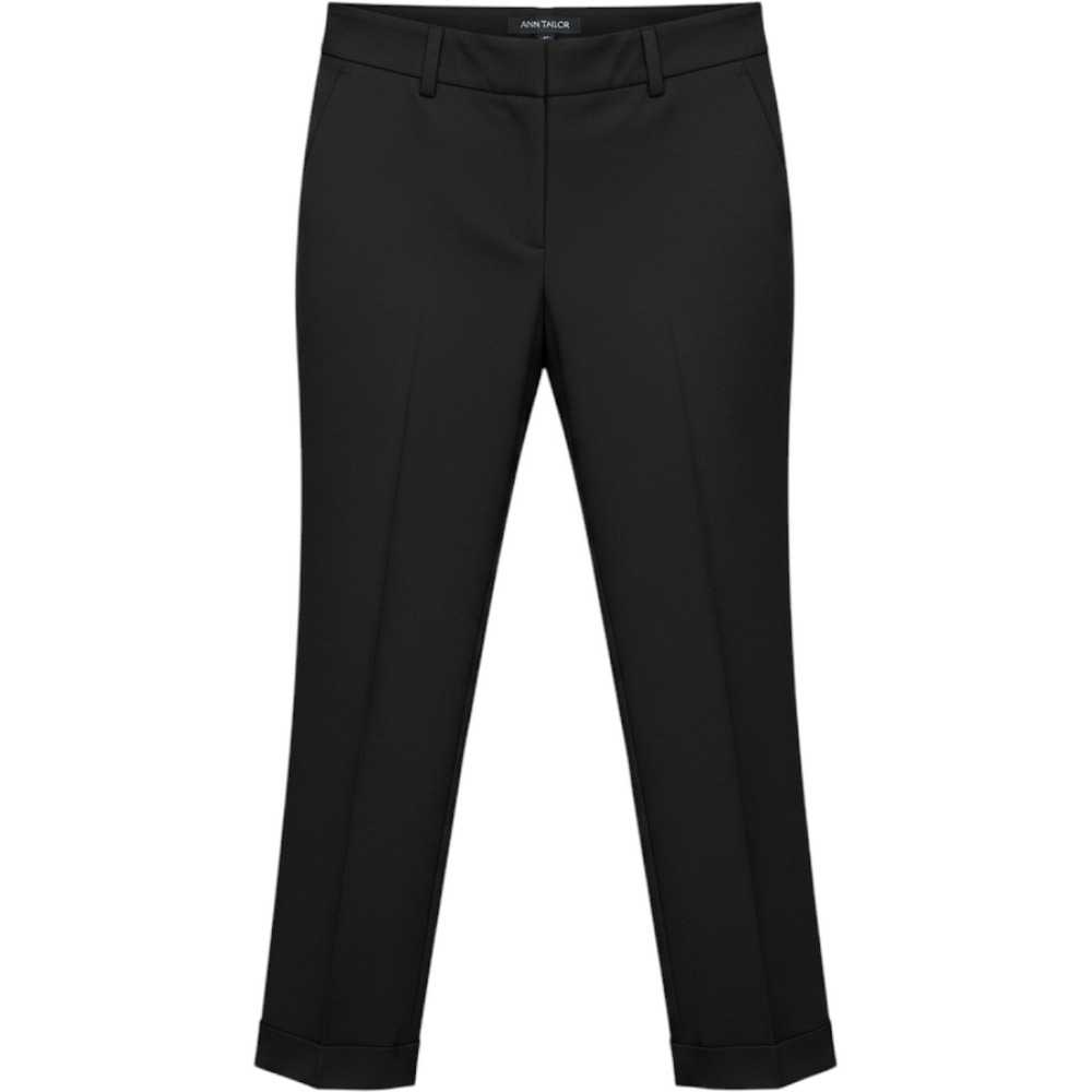 Ann Taylor Womens Straight Leg Mid Rise Virgin Wool Blend Black Trousers Size 4
